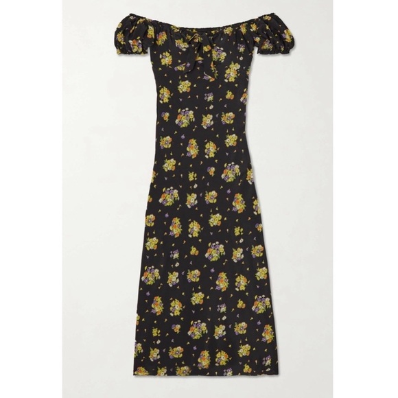 NWT Alessandra Rich Daisy Print Off-Shoulder Silk Midi Dress US 10 / IT 46 - Picture 14 of 14